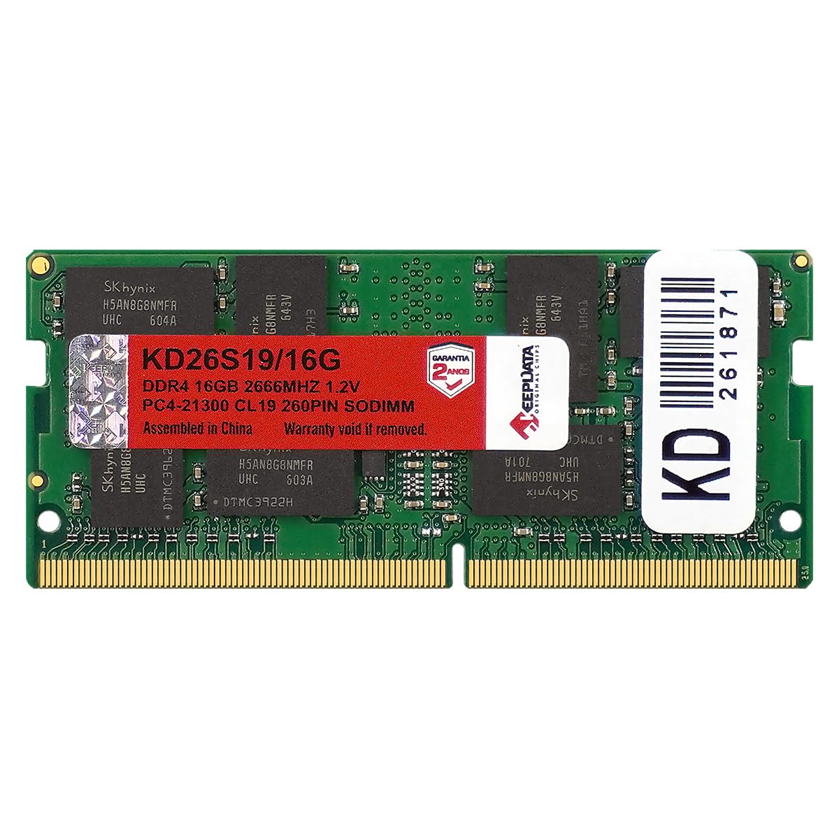 MEMÓRIA RAM PARA NOTEBOOK DDR4 16GB 2666MHZ KEEPDATA KD26S19/16G